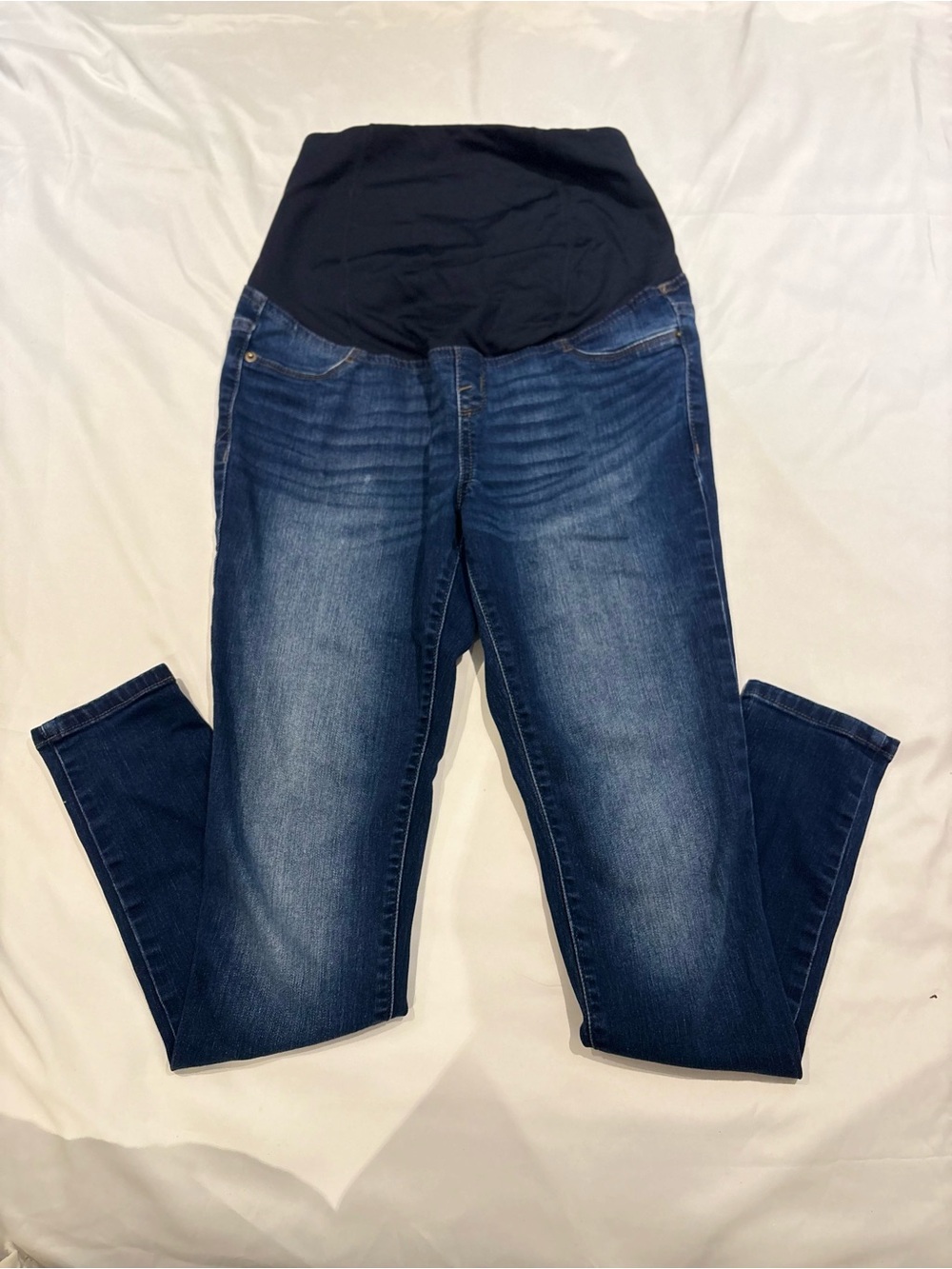 Isabel Maternity by Ingrid & Isabel Dark Blue Denim Jeggings with Black Panel